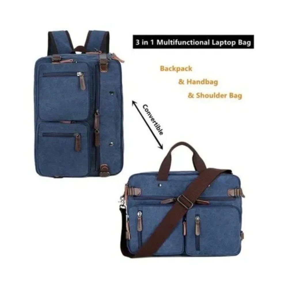 NEW Convertible Briefcase Backpack Blue - Picture 3 of 9